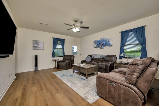 5921 Obsidian Creek Dr, Fort Worth, TX 76179 - living room with wood finished floors, ceiling fan, and healthy amount of natural light