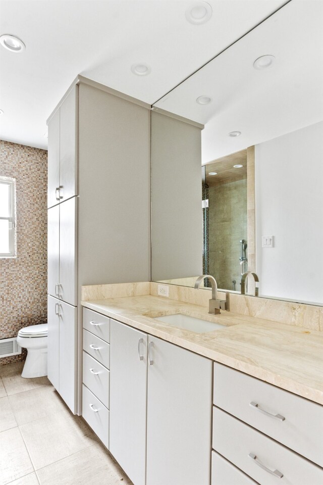 9412 Hunters Creek Dr, Dallas, TX 75243 - bathroom with vanity, tile patterned flooring, and a shower stall
