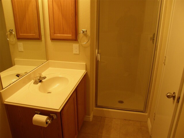 5905 Pacers Ln, Fort Worth, TX 76179 - full bathroom with tile patterned flooring, a stall shower, and vanity