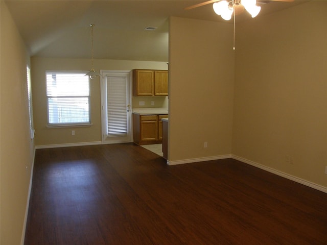5905 Pacers Ln, Fort Worth, TX 76179 - unfurnished living room featuring ceiling fan and dark wood finished floors
