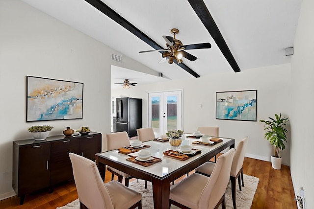 1225 Briarcove Dr, Richardson, TX 75081 - dining room featuring french doors, ceiling fan, and wood finished floors