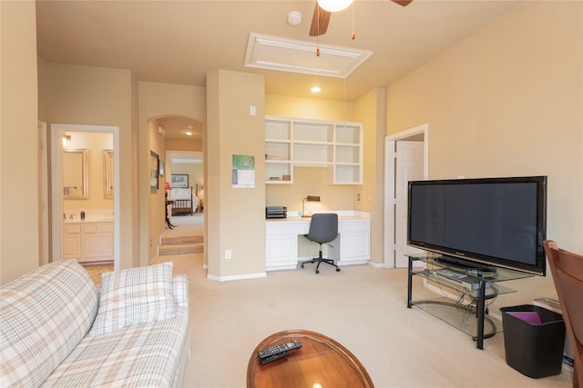 2903 Moss Creek Ct, Mckinney, TX 75072 - office area featuring light carpet and a ceiling fan