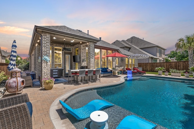 1861 Snapdragon Rd, Frisco, TX 75033 - view of pool with a patio area, a fenced backyard, and an outdoor hangout area