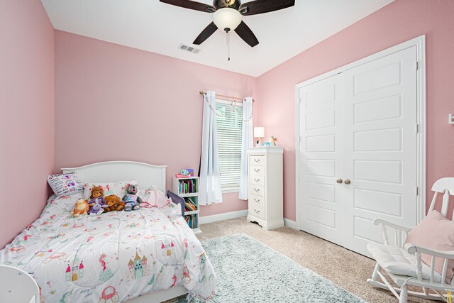 4001 Bamboo Trl, Mckinney, TX 75071 - bedroom featuring light colored carpet and ceiling fan