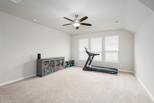4001 Bamboo Trl, Mckinney, TX 75071 - workout room featuring carpet flooring and ceiling fan
