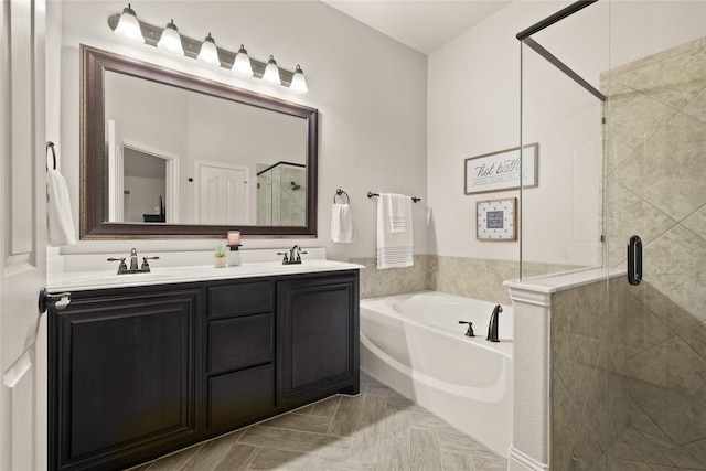1501 Birdsong Ct, Midlothian, TX 76065 - bathroom featuring a bath, a shower stall, and double vanity