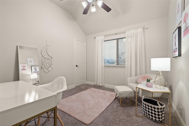 1501 Birdsong Ct, Midlothian, TX 76065 - carpeted office space with lofted ceiling and ceiling fan