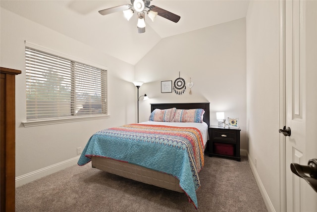 1501 Birdsong Ct, Midlothian, TX 76065 - bedroom featuring carpet, lofted ceiling, and a ceiling fan