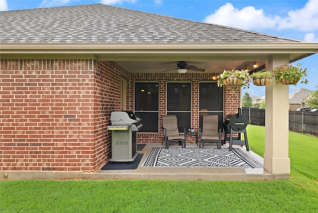 1501 Birdsong Ct, Midlothian, TX 76065 - view of patio with a ceiling fan and a grill
