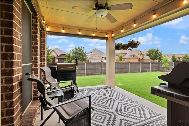 1501 Birdsong Ct, Midlothian, TX 76065 - fenced backyard featuring ceiling fan and a residential view