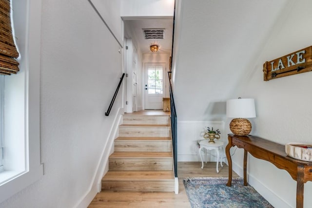 105 Causeway Ct, Gun Barrel City, TX 75156 - stairs with wood finished floors and wainscoting