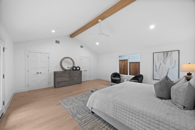 7150 Blairview Dr, Dallas, TX 75230 - bedroom with light wood-type flooring, recessed lighting, and multiple closets