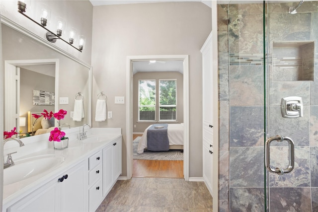 733 Atascosa Ave, Fort Worth, TX 76120 - ensuite bathroom with double vanity and a stall shower