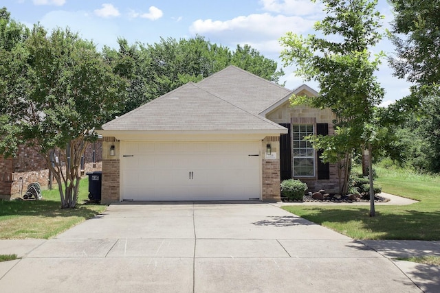 733 Atascosa Ave, Fort Worth, TX 76120 - single story home with brick siding, an attached garage, a front yard, and concrete driveway