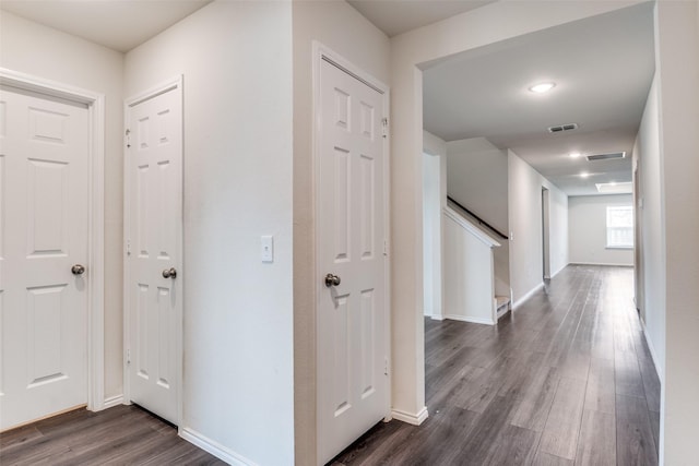 721 Brockwell Bnd, Forney, TX 75126 - hallway featuring dark wood-style flooring and baseboards