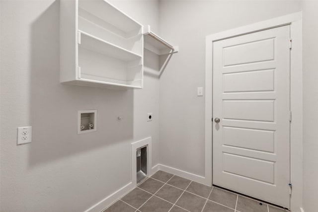923 Hazel Dr, Lavon, TX 75166 - washroom featuring electric dryer hookup, hookup for a gas dryer, dark tile patterned floors, and washer hookup