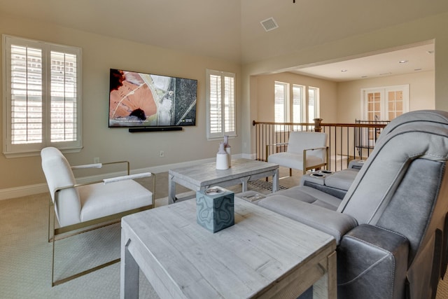 354 Loma Alta Dr, Flower Mound, TX 75022 - carpeted living room with plenty of natural light