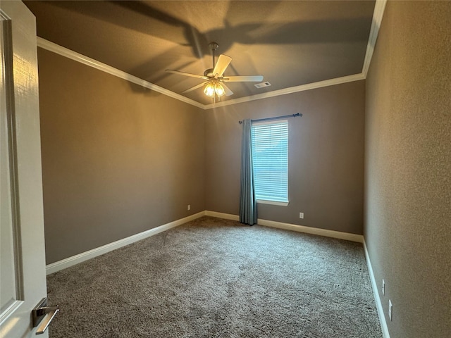 3324 Acorn Hill Trl, Weatherford, TX 76087 - carpeted spare room with ornamental molding and a ceiling fan
