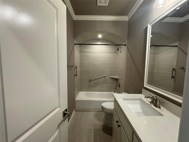 3324 Acorn Hill Trl, Weatherford, TX 76087 - bathroom with ornamental molding, vanity, and tub / shower combination