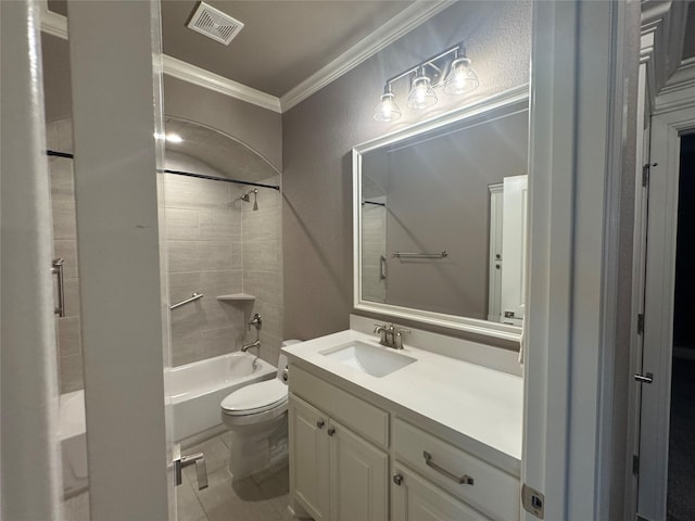 3324 Acorn Hill Trl, Weatherford, TX 76087 - full bathroom with ornamental molding, vanity, tub / shower combination, and tile patterned flooring