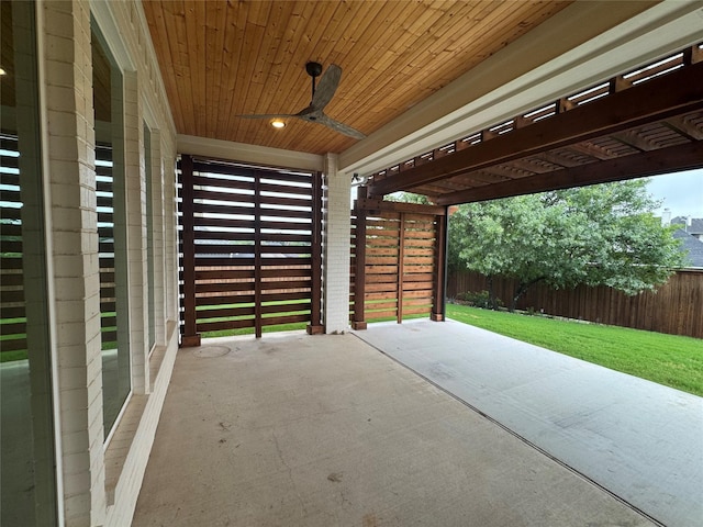 3324 Acorn Hill Trl, Weatherford, TX 76087 - fenced backyard with a patio area and a ceiling fan