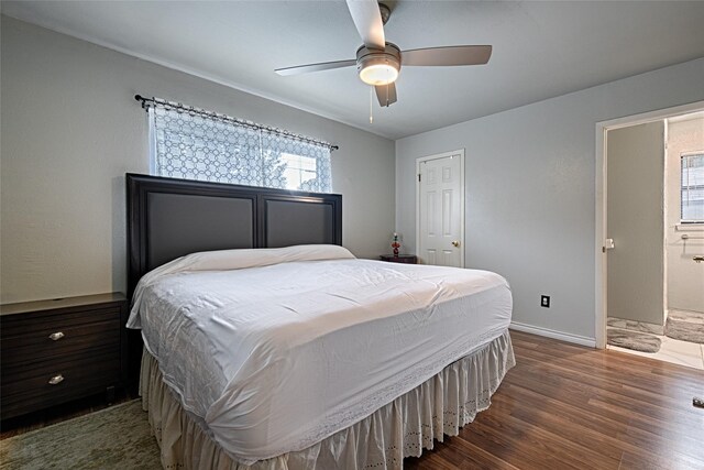 1803 Windsor Dr, Arlington, TX 76012 - bedroom with dark wood-style flooring and ceiling fan