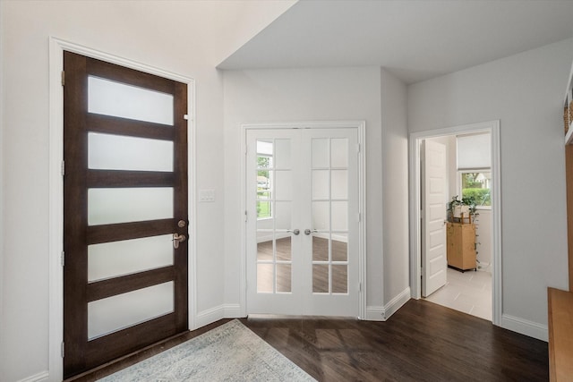 3603 High Dr, Grapevine, TX 76051 - foyer entrance featuring french doors, wood finished floors, and plenty of natural light