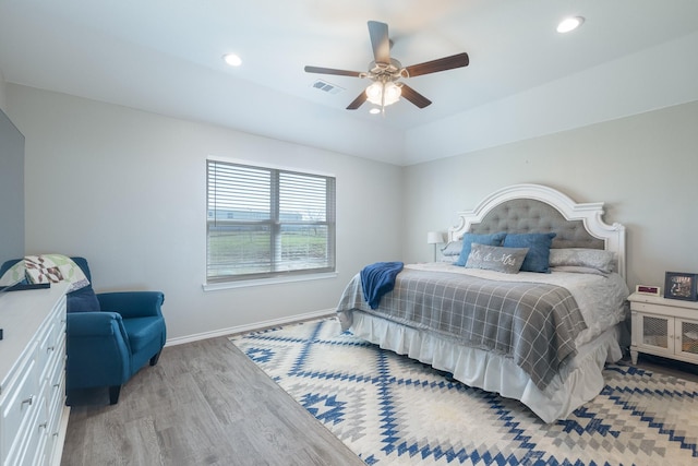 656 Bunk House Dr, Venus, TX 76084 - bedroom with wood finished floors, a ceiling fan, and recessed lighting