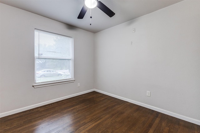 3641 La Prada Dr, Mesquite, TX 75150 - unfurnished room featuring dark wood-style flooring and ceiling fan
