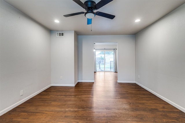 3641 La Prada Dr, Mesquite, TX 75150 - unfurnished room featuring wood finished floors, a ceiling fan, and recessed lighting