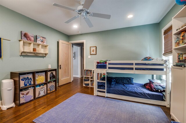 6201 Reiger Ave, Dallas, TX 75214 - bedroom with wood finished floors, recessed lighting, and a ceiling fan