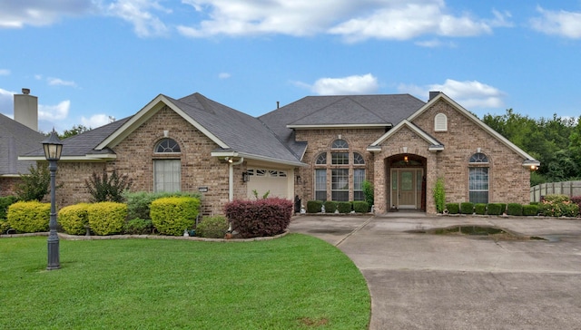 9841 Freedoms Way, Keithville, LA 71047 - view of front of home with brick siding, an attached garage, driveway, and a front lawn
