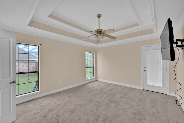 9841 Freedoms Way, Keithville, LA 71047 - unfurnished room featuring a tray ceiling, ornamental molding, light carpet, and healthy amount of natural light