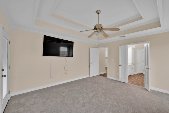 9841 Freedoms Way, Keithville, LA 71047 - unfurnished bedroom with a raised ceiling, carpet, ornamental molding, and ensuite bath