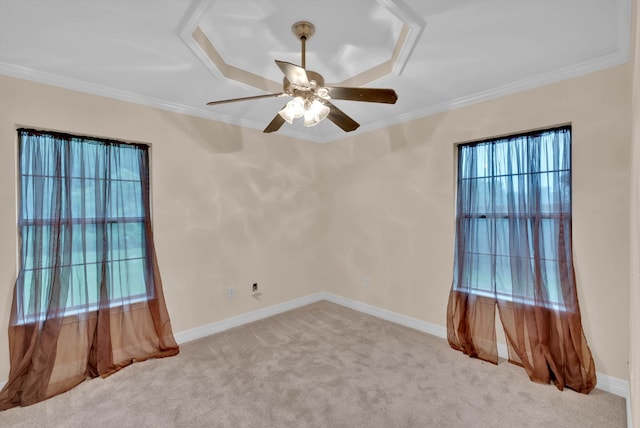 9841 Freedoms Way, Keithville, LA 71047 - empty room featuring plenty of natural light, carpet, ornamental molding, and a ceiling fan