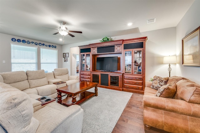 309 Savannah Ln, Oak Point, TX 75068 - living room with wood finished floors and ceiling fan