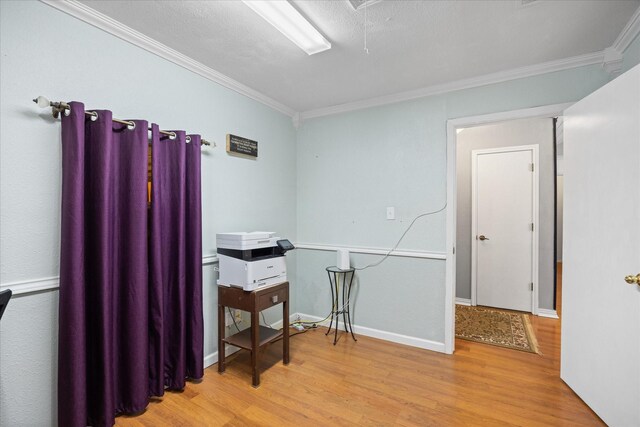 213 NE Alsbury Blvd, Burleson, TX 76028 - misc room with wood finished floors, crown molding, and attic access