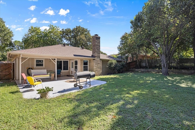 213 NE Alsbury Blvd, Burleson, TX 76028 - rear view of property with a patio area, a chimney, and a fenced backyard