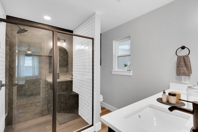 1614 Little Creek Dr, Waxahachie, TX 75165 - full bath with healthy amount of natural light, a shower stall, and vanity