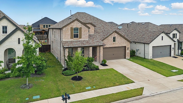 1519 Calcot Ln, Forney, TX 75126 - french country inspired facade featuring brick siding, driveway, and roof with shingles