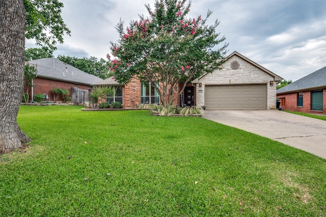 4320 Country Ln, Grapevine, TX 76051 - view of front of property with an attached garage, concrete driveway, a front lawn, and brick siding