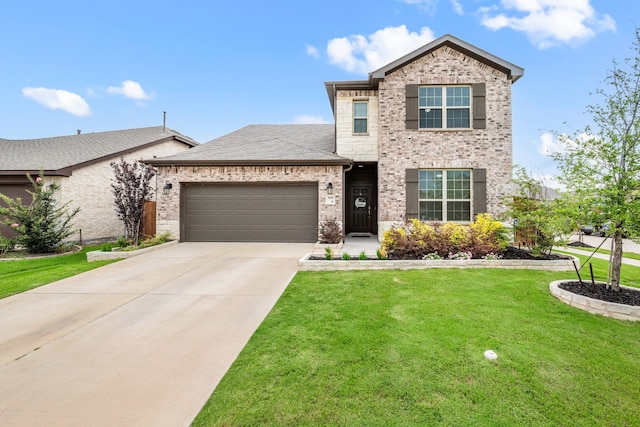 3018 Dakota Trl, Crandall, TX 75114 - traditional-style home featuring an attached garage, brick siding, a front lawn, and driveway