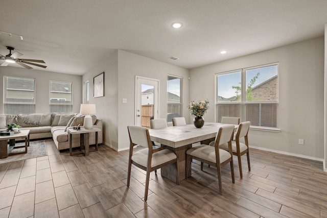 3018 Dakota Trl, Crandall, TX 75114 - dining room featuring wood finished floors, recessed lighting, and a ceiling fan