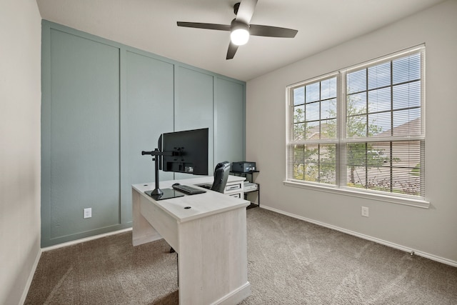 3018 Dakota Trl, Crandall, TX 75114 - home office with ceiling fan and light carpet