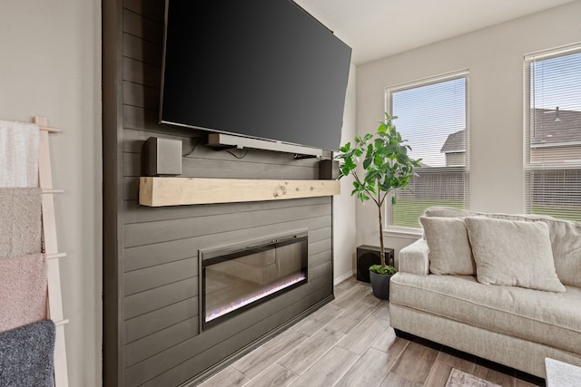 3018 Dakota Trl, Crandall, TX 75114 - living room featuring light wood-type flooring and a glass covered fireplace