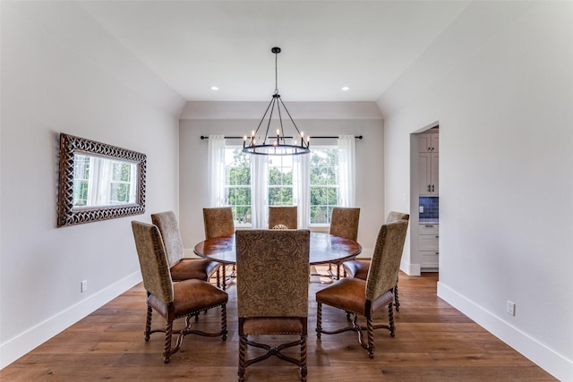 1757 Country Club Rd, Bowie, TX 76230 - dining area featuring a chandelier, wood finished floors, and recessed lighting