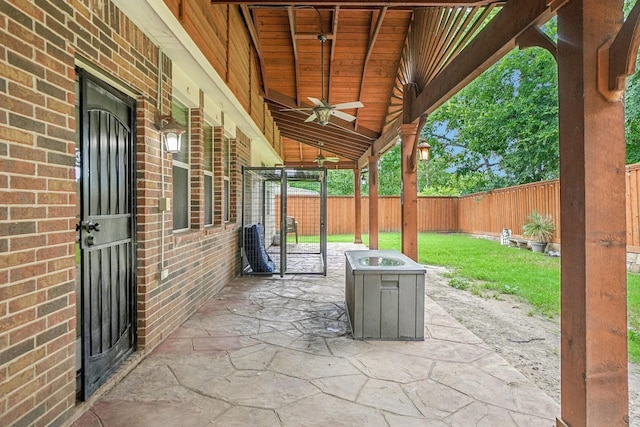 1323 Canyon Creek Rd, Wylie, TX 75098 - fenced backyard with a patio and ceiling fan