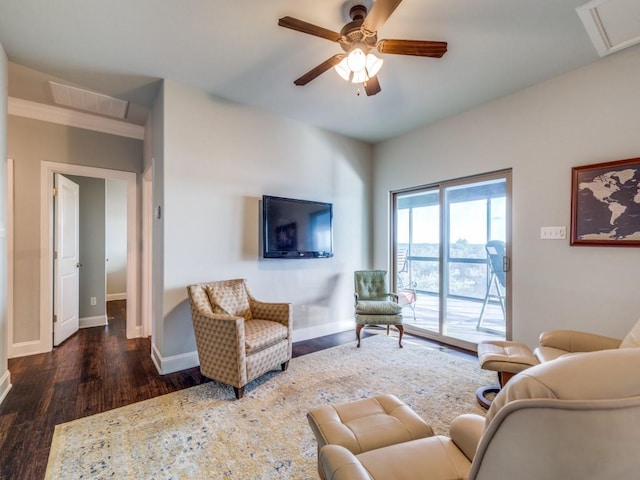 165 Cote D Azur, Chico, TX 76431 - living area featuring dark wood-style flooring and ceiling fan