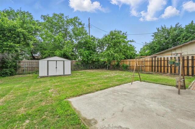 3105 Dupree St, Irving, TX 75062 - fenced backyard featuring a patio and a shed