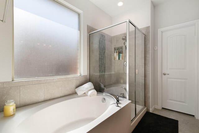 1112 Metaline Trl, Fort Worth, TX 76177 - full bath with a stall shower, a garden tub, and tile patterned flooring